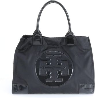 Tory Burch Black Leather Nylon Shoulder Bag Tote Bag (Pre-Owned)