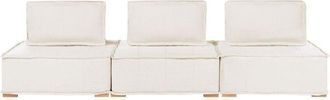 Beliani 3 Seater Modular Sofa Off-White Fabric Upholstery Solid Wood Legs Quilted Seat Living Room Modern Style TIBRO