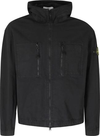 Stone Island Comfort-fit Hooded Overshirt - Heren - Zomerjassen - Zwart - M - Katoen - Jassen