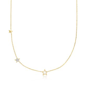 RS Pure by Ross-Simons Mother-Of-Pearl and Lab-Grown Diamond Star Necklace in 18kt Gold Over Sterling