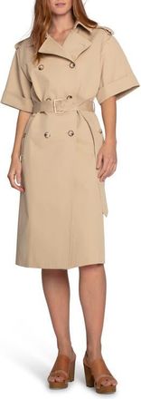 Belle & Bloom Dust & Daring Short Sleeve Cotton Blend Trench Coat in Camel at Nordstrom, Size Medium