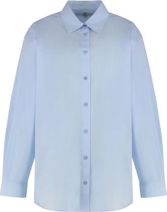Toteme Classic Tumbled Shirt - Dames - Overhemden - Blauw - 2XS - Katoen - Overhemden