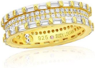 Suzy Levian Suzy Levian Silver Cz Baguette Framed Eternity Ring