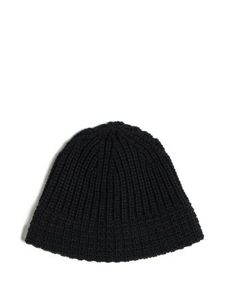 Yohji Yamamoto ribbed-knit wool beanie - men - Wool - One Size - Black