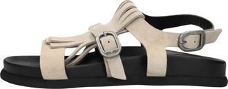 Shabbies Amsterdam Schoenen, Dames, Beige, 41 EU, Leer, Inga Fringes Sandal