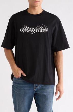 Off-white Bookish Flower Graphic T-Shirt in Black-White at Nordstrom Rack, Size X-Small