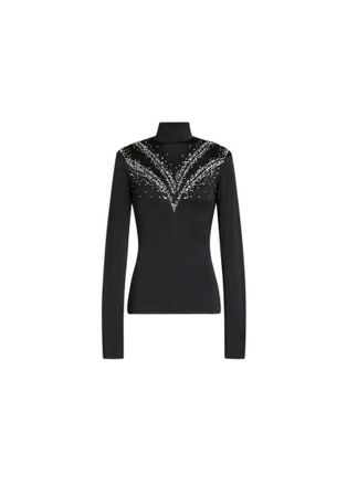 Paco Rabanne black crystal embellished high neck blouse Size 36