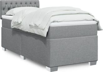 vidaXL Vidaxl - Cama Box Spring Con Colch&oacute;n Tela Gris Claro 90x190 Cm