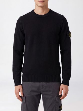 Stone Island Maglia girocollo in lana vergine con patch logo Compass