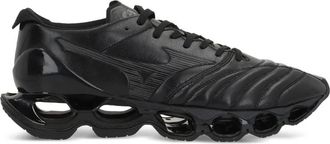 Mizuno Sneakers, male, Black, 9 1/2 UK, Black Leather Quilted Lace-Up Sneaker