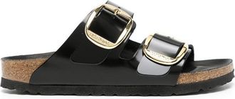 Birkenstock Black Vitello Sandals With Gold-Tone Buckles