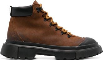 Hogan H619 lace-up leather boots - men - Calf Leather/Calf Suede/Rubber/Rubber/Fabric - 6,5 - Brown