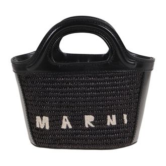Marni Handbags, female, Black, ONE SIZE, Mini Logo Woven Tote Bag