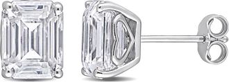 Delmar Dew Emerald Cut Lab Created Moissanite Stud Earrings in Silver at Nordstrom Rack