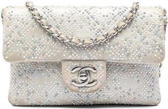 Chanel Pre-owned Vintage Quilted Suede Beaded Crossbody - Dames - Vintage Schoudertas - Beige - ONE Size - Leer - Vintage