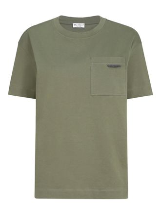 Brunello Cucinelli pocket cotton T-shirt - Groen