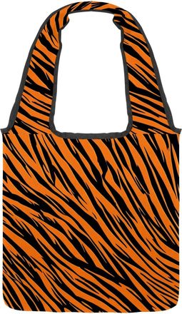 Generic Orange Zebra Stripes Reversible Canvas Shoulder Tote - Double-Sided Print, 12oz Cotton, 27cm Drop, Fold-Flat Bag for Travel, Shopping, Street Outings