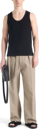 Mani&egrave;re De Voir Justin Ribbed Cotton Vest in Black at Nordstrom, Size X-Large