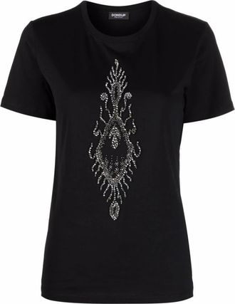 Dondup T-shirt met ronde hals - Dames - T-shirts - Zwart - M - Katoen - Tops