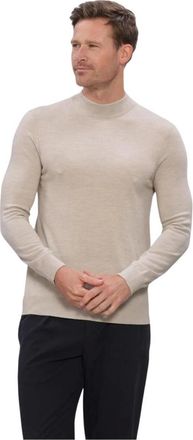 Profuomo Truien & Vesten, Heren, Beige, M, Heren Truien & Vesten Pullover Mock Neck Extrafine Merino