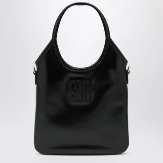 Miu Miu Ivy calfskin leather handbag in black