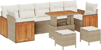 vidaXL Vidaxl - Garden Sofa Set 10 pcs Beige and cream 90 x 55 x 71 cm