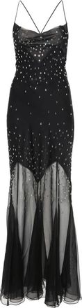 Paco Rabanne Maxi Jurken - Dames - Avondkleed - Zwart - 2XL - Katoen - Kleedjes
