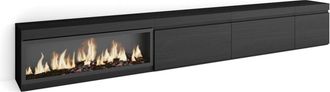 Skraut Home Mueble tv efecto madera negro 317x35x45cm chimenea efecto fuego