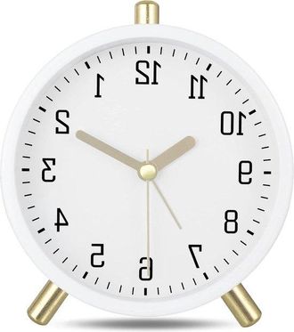 No Brand Reloj Despertador Retro - Reloj Despertador Cl&aacute;sico De Metal Blanco Lechoso Con Luz Silenciosa De 11 Cm, Decoraci&oacute;n Moderna Y Sencilla, Reloj De Mesa 