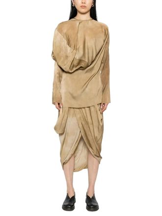 Uma Wang Draped Silk Blouse - Brown