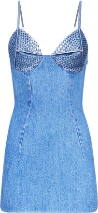 Area crystal-embellished denim minidress - women - Cotton - 2 - Blue