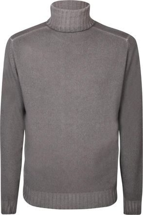 Dell'Oglio Wol en Kasjmier Pullover - Heren - Coltruien - Beige - M - Wol - Truien & Vesten