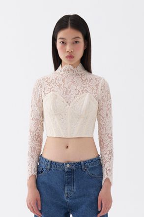 Nocturne Corset-Look Lace Blouse