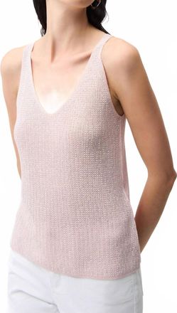 Joseph Ribkoff Metallic Knitted V-Neck Camisole Top In Petal Pink