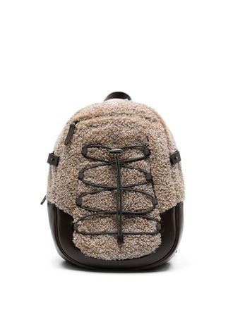 Brunello Cucinelli shearling-trim leather backpack - women - Leather/Bos Taurus - OS - Brown