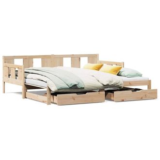 Berkfield Home Daybed with Trundle & Drawers without Mattress 90x190 cm Single in Light Brown