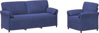vidaXL Juego De Sof&aacute; 2 Uds. Azul Polic&iacute;a Terciopelo Vidaxl