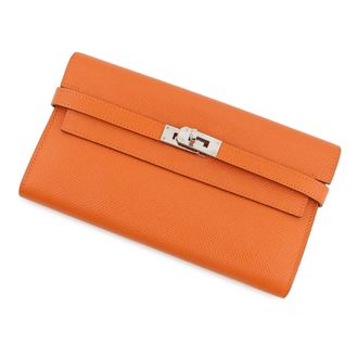 Herm&egrave;s Orange Epsom Leather Long Wallet (Bi-Fold) (Pre-Owned)