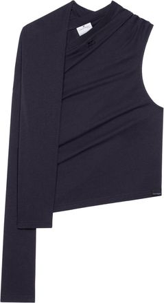 Courrèges asymmetric off-shoulder T-shirt - women - Cotton - S - Black