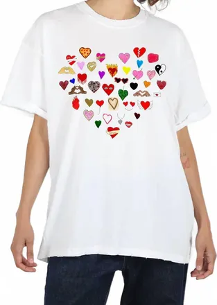Unfortunate Portrait Hearts Boyfriend Tee In White