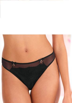 Lascana String LASCANA Gabriella, Damen, Gr. 32/34, schwarz, Spitze, Obermaterial: 50% Polyamid, 30% Polyester, 20% Elasthan, Unterhosen String, aus Mesh mit 