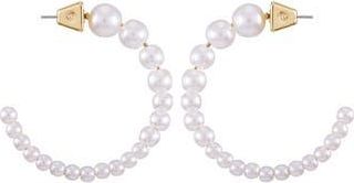 Vince Camuto Faux Pearl Hoop Earrings in Gold Tone at Nordstrom Rack