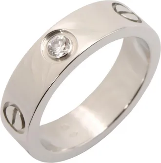 Cartier Silver Clear Platinum 950 Band Ring (Pre-Owned)
