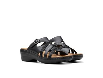 Clarks Merliah Holly Womens Sandals Black Leather : 7.5 B - Medium, Leather/Rubber