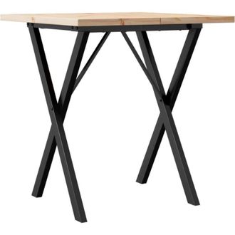 vidaXL Mesa De Comedor Marco X Madera Maciza Pino Y Acero 60x60x75,5cm Vidaxl