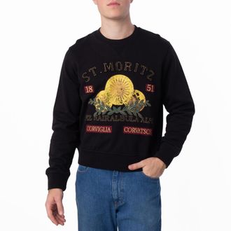 Bally Mens Black St. Moritz Graphic Print Cotton Sweatshirt, Size X-Small