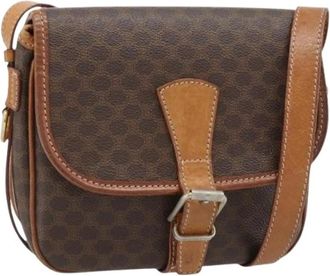 Celine Pre-owned Vintage Macadam Canvas Shoulder Bag - Dames - Vintage Schoudertas - Bruin - ONE Size - Leer - Vintage