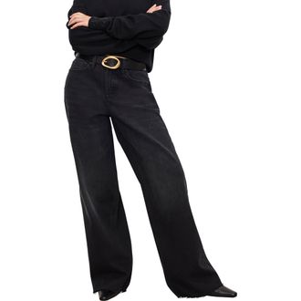Good American Good Ease Wide Leg Jeans in Black324 at Nordstrom Rack, Size 2P