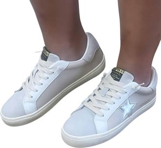 Vintage Havana Womens Cracked Gold Star Sneaker In Taupe