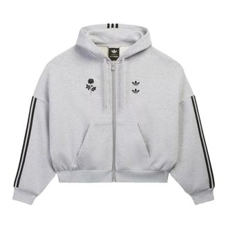 adidas Long Sleeve Training Tops, male, Gray, Size: S Full Zip Logo Hoodie